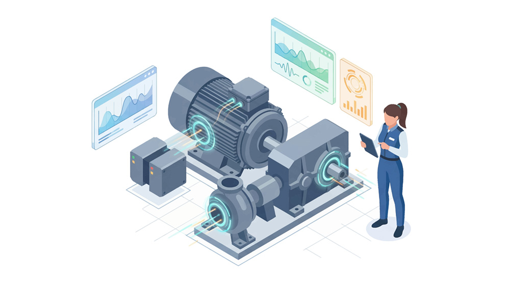 Isometric Industrial IoT Illustration with Female Engineer Monit